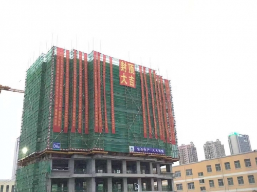 【一线投影】冰球突破网站集团安徽山水文园首栋楼主体结构顺利封顶